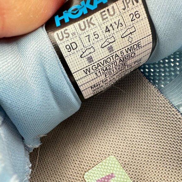Hoka One Gaviota 5 Wide Women Size 9D 1134235 ABSO Airy Blue Sunlit Ocean Shoes - Picture 10 of 11